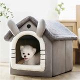 Klasik Model Kedi Evi Yumuşak Kedi Yatağı Derin Uyku Ve Kış Evi Çıkarılabilir Minder GRİ (GRİ, BEDEN M)