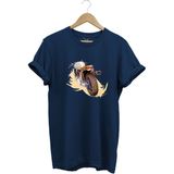 Klasik Motorsiklet Baskılı Vintage Old Motor %100 Pamuk Regular Fit Bisiklet Yaka T-Shirt - 2XL - Lacivert