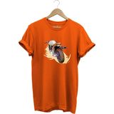 Klasik Motorsiklet Baskılı Vintage Old Motor %100 Pamuk Regular Fit Bisiklet Yaka T-Shirt - 3XL - Turuncu