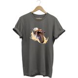Klasik Motorsiklet Baskılı Vintage Old Motor %100 Pamuk Regular Fit Bisiklet Yaka T-Shirt - XL - Gri