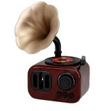 Klasik Retro Gramofon Figürlü Kurmalı Müzik Kutusu – 14x9x6 cm Ahşap Görünümlü Altın Trompetli Nostaljik Dekor
