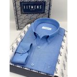 Klasik Uzun Kol Pamuklu Hediye Kutulu Kolay Ütülenebilir Erkek Gömlek FS-003897 - Saks Mavi - 3XL