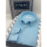 Klasik Uzun Kol Pamuklu Hediye Kutulu Kolay Ütülenebilir Erkek Gömlek FS-003897 - Turkuaz - 4XL