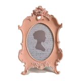 KLASİK VINTAGE EL BOYAMA DEKORATİF FOTOĞRAF ÇERÇEVESİ SOMON RENKLİ ÇİÇEK DETAYLI MASAÜSTÜ ÇERÇEVE OVAL İÇ TASARIM SALON YATAK ODASI KONSOL EV DEKORASYONU İÇİN ŞIK HEDİYELİK ÇERÇEVE