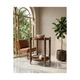 KLASS DEKOR Ceviz/ Meşe/ Beyaz/ Siyah Masif Ahşap Balkon- Bahçe- Hol- Koridor- Mutfak- Salon- Ofis Yuvarlak Tekerlekli Clover Servis Sehpası Çap 50 cm