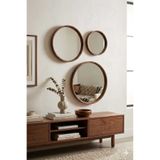 KLASS DEKOR Ceviz/ Meşe/ Beyaz/ Siyah Masif Ahşap Kare Çerçeveli Koridor-Banyo-Salon- Ofis Circle 3 lü Duvar Aynası Seti