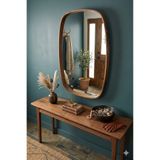 KLASS DEKOR Ceviz/ Meşe/ Beyaz/ Siyah Masif Ahşap Oval Dikdörtgen Çerçeveli Koridor-Banyo-Salon- Ofis Cloudy Ayna 62 x 89 cm