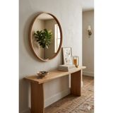 KLASS DEKOR Ceviz/ Meşe/ Beyaz/ Siyah Masif Ahşap Yuvarlak Çerçeveli Koridor-Banyo-Salon- Ofis Cırcle Ayna Çap 40 cm