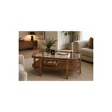 KLASS DEKOR Ceviz/ Meşe/ Beyaz/ Siyah Renk, TEMPERLİ CAM , Masif Doğal Ahşap Modern İskandinav Tasarım Togg Salon Dikdörtgen Orta Sehpası 70 x 100 cm
