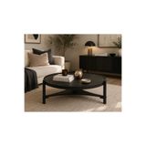 KLASS DEKOR Ceviz/ Meşe/ Siyah/ Beyaz Renk Masif Doğal Ahşap İskandinav Tasarım Clover Salon Yuvarlak Orta Sehpası 100 x 46 cm