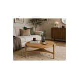 KLASS DEKOR Ceviz/ Meşe/ Siyah/ Beyaz Renk Masif Doğal Ahşap Modern İskandinav Tasarım Clover Salon Yuvarlak Orta Sehpası 100 x 46 cm