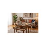 KLASS DEKOR Ceviz/ Meşe/ Siyah/ Beyaz Renk TEMPERLİ CAM Masif Doğal Ahşap Modern İskandinav Jasmin Camlı 2'li Orta Sehpa Set