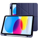 Klasse Apple iPad 10.9 inç 2022 10. Nesil Uyumlu Smart Kılıf, Apple Pencil Kalemlikli, Trifold, Esnek, Mat, Darbeye Tam Dayanıklı Tablet Kılıfı (Lacivert)