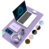 Klasse Çift Renk Dikişli PU Deri Masa Matı 80x40 Cm Mousepad, Su Geçirmez Masa Sümeni, Çift Taraflı Kullanım, Dizüstü Bilgisayar/Ofis/Ev için, Kaymaz Taban (Lila Ve Turkuaz)