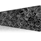 Klasse Pro - 10 Farklı Model Dikişli Kenar 90x40 cm Oyuncu Gaming Mouse Pad (Black Map Lines, 90x40 cm)