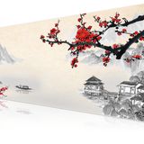 Klasse Pro - 10 Farklı Model Dikişli Kenar 90x40 cm Oyuncu Gaming Mouse Pad (Cherry Blossom, 90x40 cm)