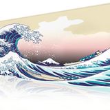 KLASSE PRO - 10 Farklı Model Dikişli Kenar 90x40 cm Oyuncu Gaming Mouse Pad (Japon Dalgası, 90x40 cm)