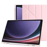 Klasse Samsung Galaxy Tab S9+ FE Plus 12.4 inç Uyumlu Smart Kılıf, S Pen Kalemlikli, Trifold, Esnek, Mat, Origami, Darbeye Tam Dayanıklı Tablet Kılıfı (Pembe)