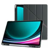 Klasse Samsung Galaxy Tab S9+ FE Plus 12.4 inç Uyumlu Smart Kılıf, S Pen Kalemlikli, Trifold, Esnek, Mat, Origami, Darbeye Tam Dayanıklı Tablet Kılıfı (Siyah)