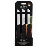 KlauF Solingen 3lü Meyve Bıçak Seti, 3 adet Tırtıklı Meyve Bıçağı, Paslanmaz Çelik, Ergonomik Kaymaz Sap, Ultra Keskin, Meyve ve Sebze için, 18 cm. Siyah Renk