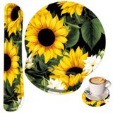 Klavye Bilek Desteği ve Fare Bilek Dinlenme Pedi, Kupa Altlığı, Bellek Köpüğünden Yapılmıştır, Ergonomik Destek, Kolay Yazma ve Ağrı Giderici, Oyun Ofisi Ev Bilgisayarı için, Güzel Ayçiçeği Çiçekli