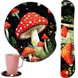 Klavye Bilek Desteği ve Mouse Pad Bilek Destek Seti, Ev Ofis Çalışmaları için Ergonomik Oyun Fare Altlığı Kolay Yazma ve Ağrı Giderici, Sevimli Orman Mantarı