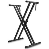 Klavye standı, çift destekli klavye standı, güvenlik kayışlı, yüksekliği ayarlanabilir, 25 – 93 cm arasında 7 kademeli, X şeklinde piyano standı, katlanabilir ve çıkarılabilir, 54/76 tuşlu elektronik
