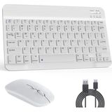 Klavye ve Mouse Seti Kablosuz Bluetooth Türkçe Q Ios/androidtablet Telefon Uyumlu Şarjlı - Beyaz