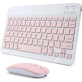 Klavye ve Mouse Seti Kablosuz Bluetooth Türkçe Q Ios/androidtablet Telefon Uyumlu Şarjlı - Pembe