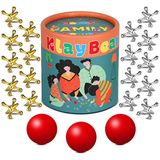 KlayBear Top ile Krikolar Oyunu, Çocuklar ve Yetişkinler için Retro Vintage Jax Oyunu, 18 Metal Kriko ve 3 Kırmızı Kauçuk Top ile Klasik Masa Oyunları, Aile Oyunu Gecesi için Eski Moda Geleneksel Masa