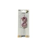 klbk Alya-butık 10 Cm 2 Yaş Doğum Günü Büyük Rakam Sayılı Pasta Mumu Rose Renk Rakam Mum