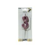 klbk Alya-butık 10 Cm 3 Yaş Doğum Günü Büyük Rakam Sayılı Pasta Mumu Rose Renk Rakam Mum
