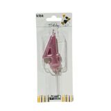 klbk Alya-butık 10 Cm 4 Yaş Doğum Günü Büyük Rakam Sayılı Pasta Mumu Rose Renk Rakam Mum