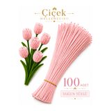 KLC Çiçek Malzemecisii 100 Adet Pudra Şönil Tel | Çiçek Yapımına Uygun | 30 CM | 0.6 MM | Yoğun Tüylü