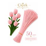 KLC Çiçek Malzemecisii 50 Adet Pudra Şönil Tel | Çiçek Yapımına Uygun | 30 CM | 0.6 MM | Yoğun Tüylü