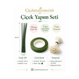 KLC Çiçek Malzemecisii Çiçekmalzemecisii Şönil Çiçek Yapım Seti | 40 Cm 10 Adet Çiçek Teli + 30 m Çiçek Bandı + 1 Paket Tomurcuk