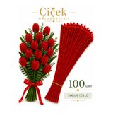 KLC Çiçek Malzemecisii Kırmızı Yoğun Tüylü Şönil Tel | 30 CM | 100 Adet | Çiçek Yapımına Uygun