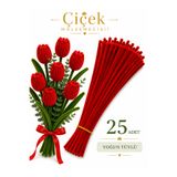 KLC Çiçek Malzemecisii Kırmızı Yoğun Tüylü Şönil Tel | 30 CM | 25 Adet | Çiçek Yapımına Uygun