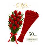KLC Çiçek Malzemecisii Kırmızı Yoğun Tüylü Şönil Tel | 30 CM | 50 Adet | Çiçek Yapımına Uygun