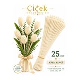 KLC Çiçek Malzemecisii Krem Rengi Yoğun Tüylü Şönil Tel | 30 CM | 25 Adet | Çiçek Yapımına Uygun