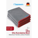 Kleanwin Gaia 3'lü 50x70cm Mikrofiber Kurulama Bezi 300 GSM | Oto Kurulama Havlusu, Araç ve Cam Temizlik Bezi