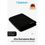 Kleanwin Iron 60x90Cm Mikrofiber Kurulama Bezi 420 GSM Siyah Biyeli Premium Oto Kurulama Havlusu