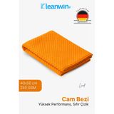 Kleanwin Lucid Mikrofiber Araba Cam Bezi 40x40 cm – Turuncu, İz Bırakmaz Cam Silme ve Kurulama Bezi