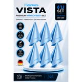 Kleanwin Vista 6'lı Mikrofiber Cam Bezi Seti 40x40 cm, 200 GSM | Açık Mavi Renk Araç ve Ev Cam Temizlik Bezi