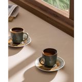 Kleby Nouveau 2 Kişilik 4 Parça Kahve Fincan Seti - Yeşil/Toprak - 90 ml