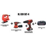 Kleco Set-4 (400 W Elektrikli Dekupaj Testere+300 W 125 Mm Eksantrik Zımpara+ Şarjlı Darbeli Matkap)
