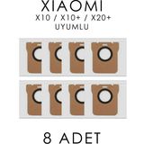 Kleen Xiaomi X10 / X20 Uyumlu Yedek Toz Torbası 8 Adet Kumaş Malzeme ile Hepa Filtreli