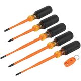 Klein Tools 33736INS Yalıtımlı Tornavida Seti, Phillips, Dolap ve Kare Uçlu 1000V Ince Uçlu Sürücü,