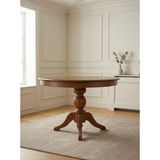 Kleinhaus Furniture Elegansia Ahşap Masa Yuvarlak, Klasik Ayak, Perdeli Masa Tablas - Açık Ceviz