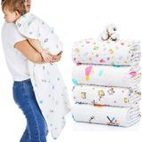 KLERICER 2'li Bebek Banyo Havlusu Seti Muslin Bebek Battaniyesi, 6 Katlı 105 cm x 105 cm Muslin Bezi Pamuklu Ekstra Yumuşak Yıkama Bezi (Rastgele Renk)